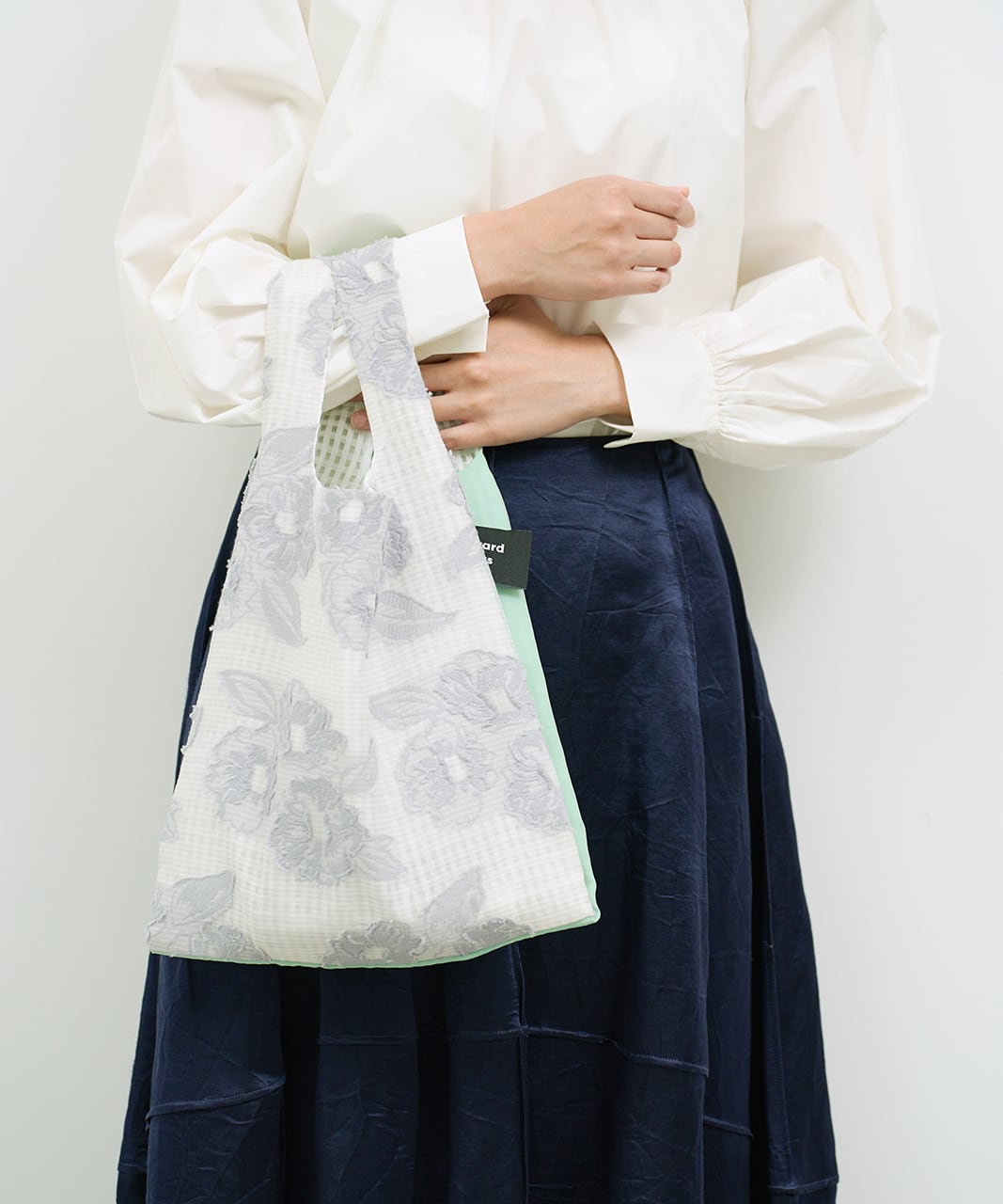 TWINS bag / gray flower × ice green / S（ポケット付） | Jacquard Works