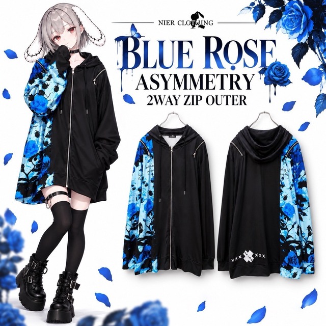 BLUE ROSE ASYMMETRY 2WAY ZIP OUTER
