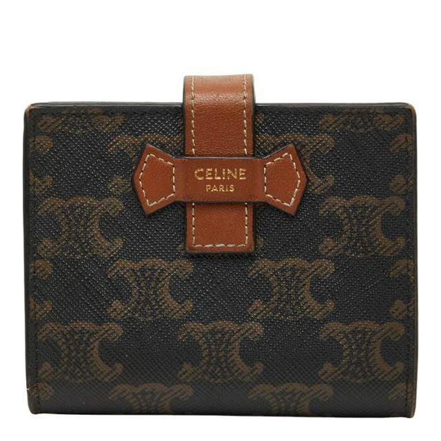 セリーヌ マカダム 二つ折り財布 ブラウン PVC レディース CELINE 【中古】