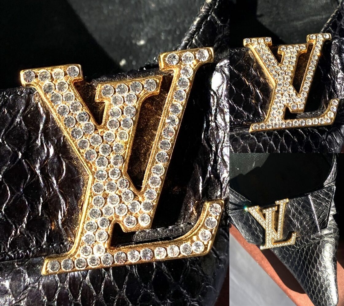 ルイヴィトン LOUIS VUITTON パイソンレザー LVラインストーン ポイン 