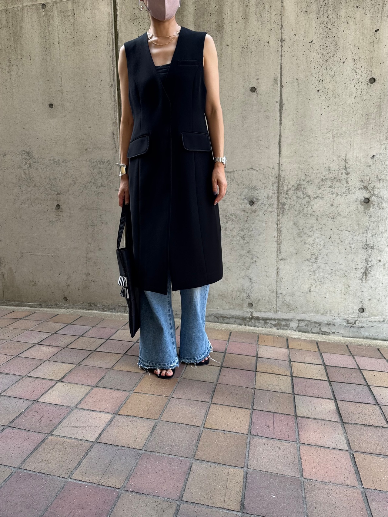 BORDERS at BALCONY バックベルトジレ　BACK BELTED GILET