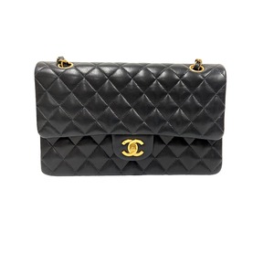 CHANEL シャネル マトラッセ ダブルフラップ チェーンショルダーバッグ ラムスキン ブラック 9866-202303