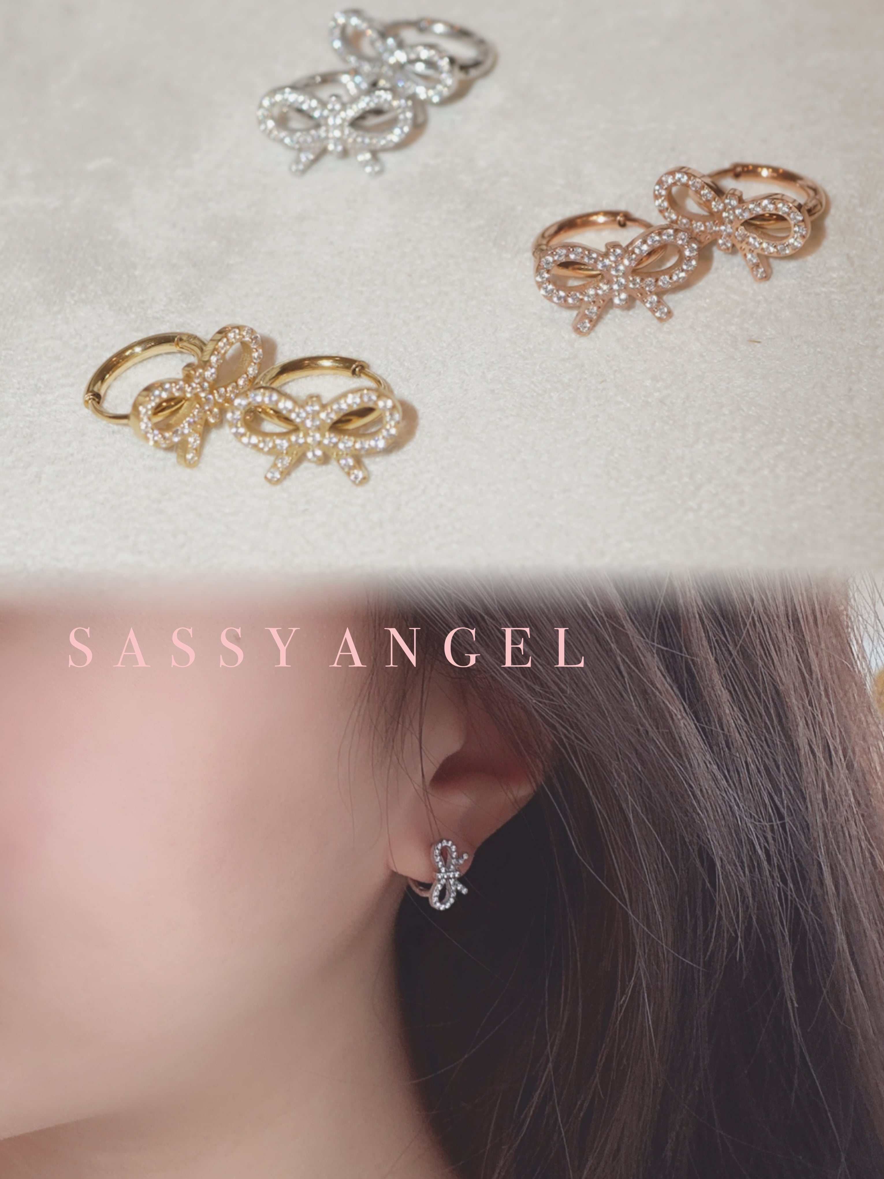 ジルコニアリボンフープピアス [279] | SASSY ANGEL