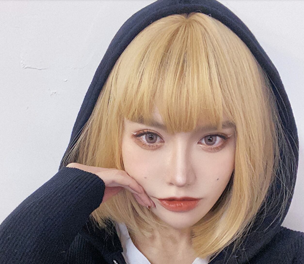 コスプレ ウィッグ ボブ ミディアム かわいい 前髪 ロリータ かつら ショートヘア金髪 韓国 540 Sweetly