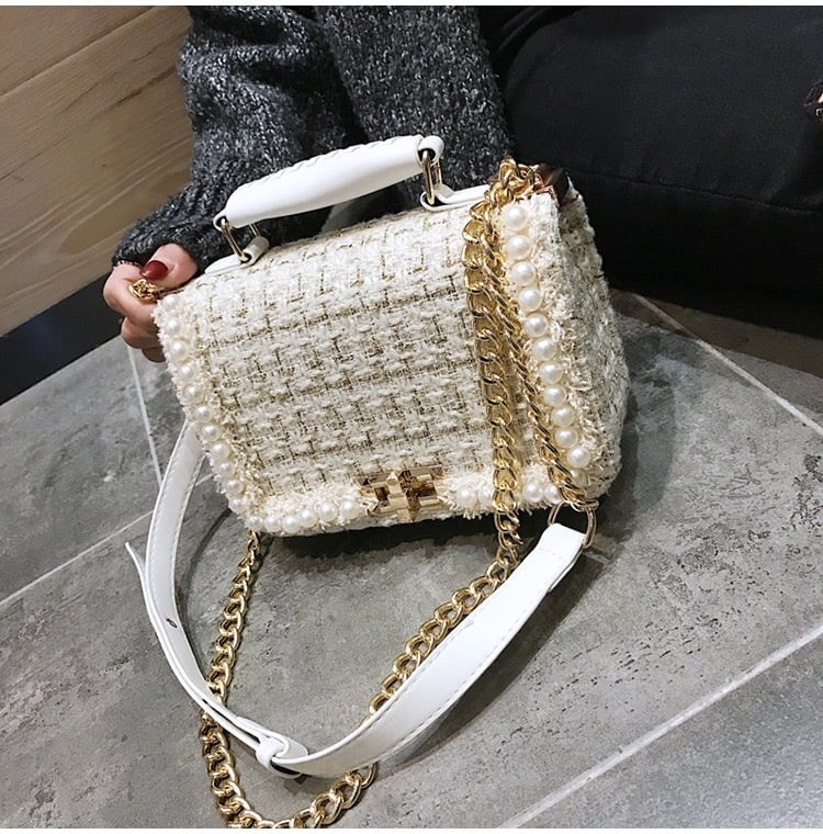 即納】パールツイードチェーンバッグ | Mily anjo ドレス通販