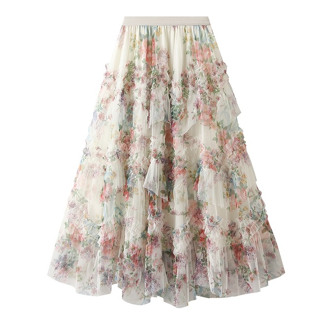 Bouquet ruffle tulle skirt　M1103