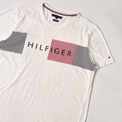 TOMMY HILFIGER トミーヒルフィガー ロゴデザイン 半袖 Tシャツ XL/ホワイト メンズ