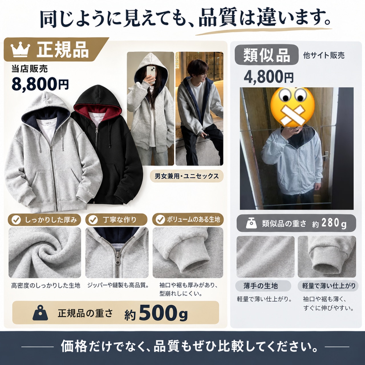G259.ジップアップパーカー レディース メンズ フード付き パーカー