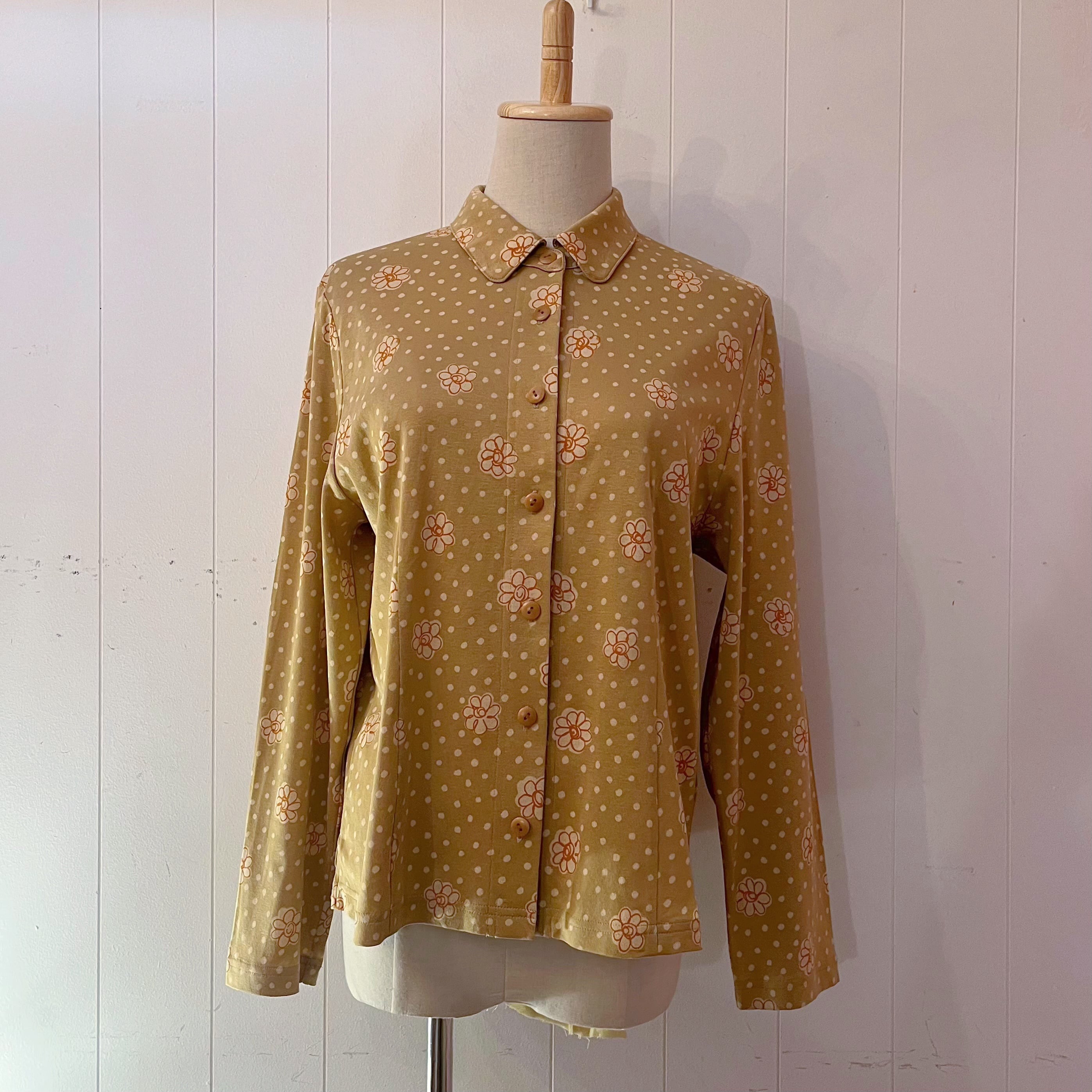 handwriting flower dot printed blouse