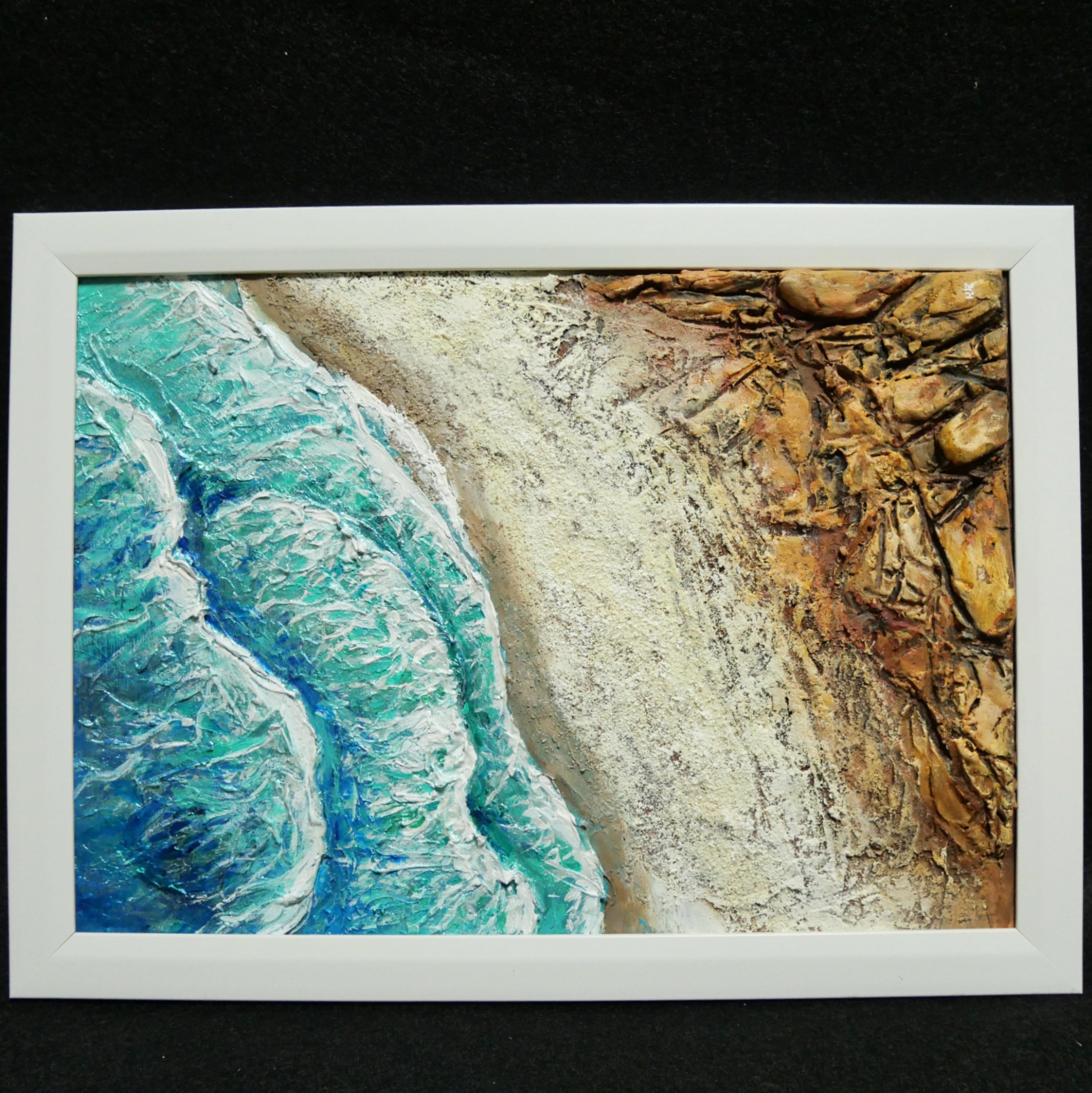油絵 絵画 【岩場の砂浜】 油絵 絵画 【岩場の砂浜】