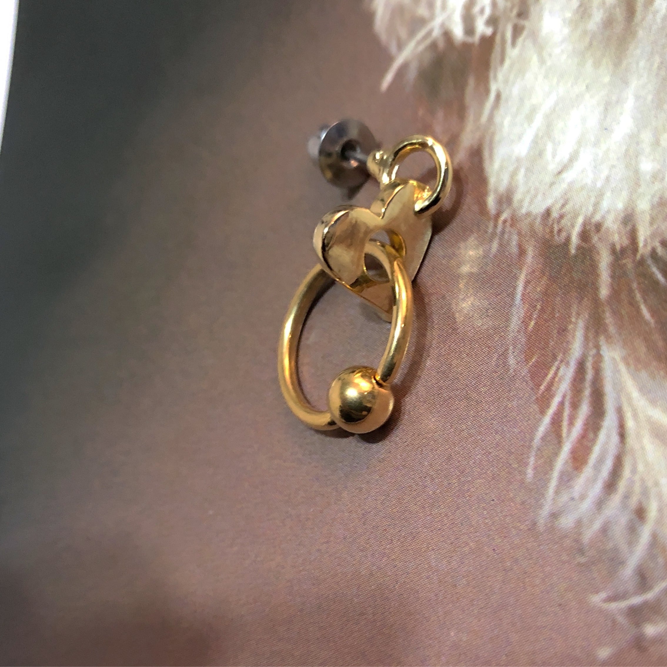 lanie ピアス ハート　片耳 HEART HOLE bodypierced Earring片耳 gold #1752 ハートホールピアス