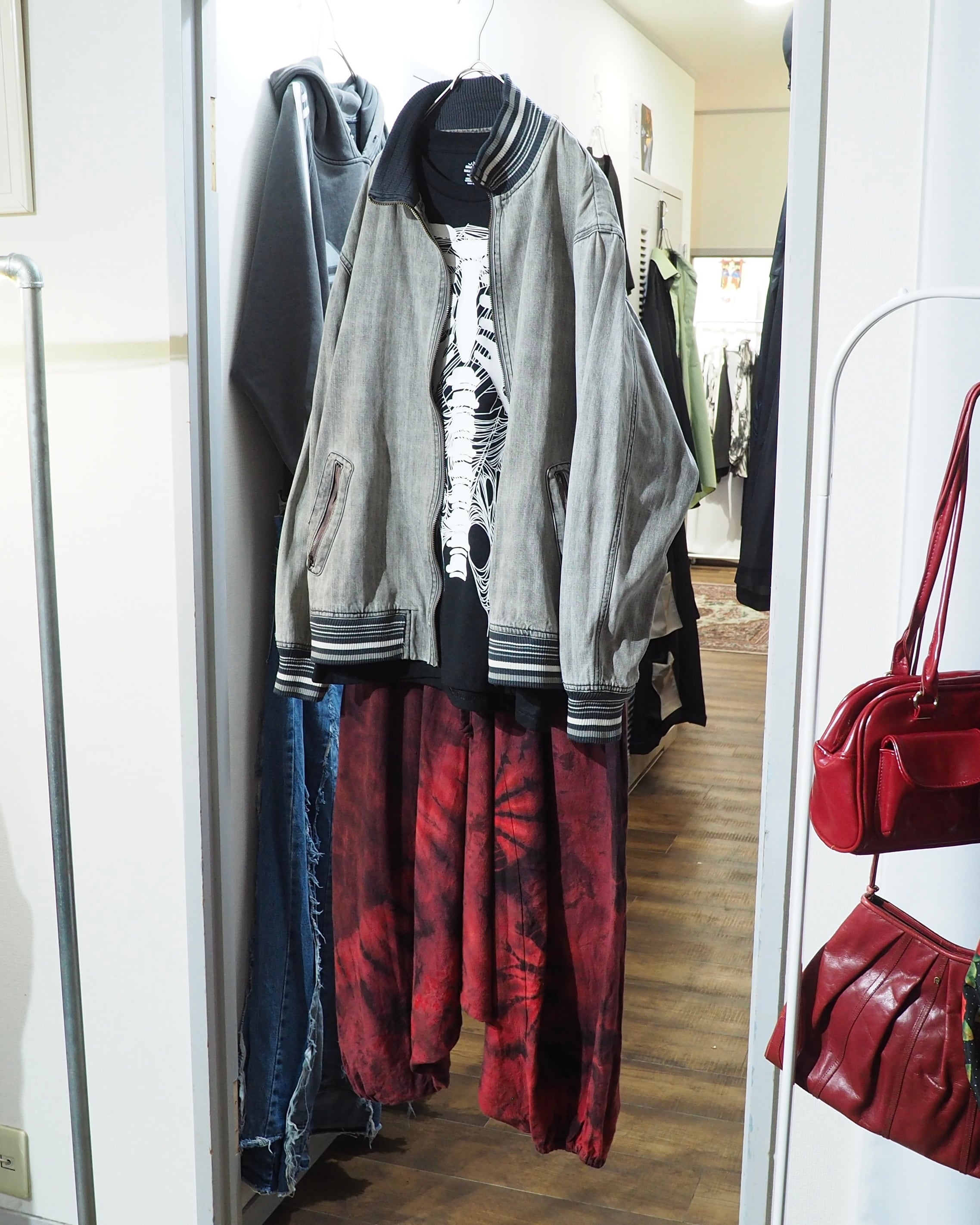 ” 退廃的 ” Good Fade Light ash Grey Color Denim Track jacket