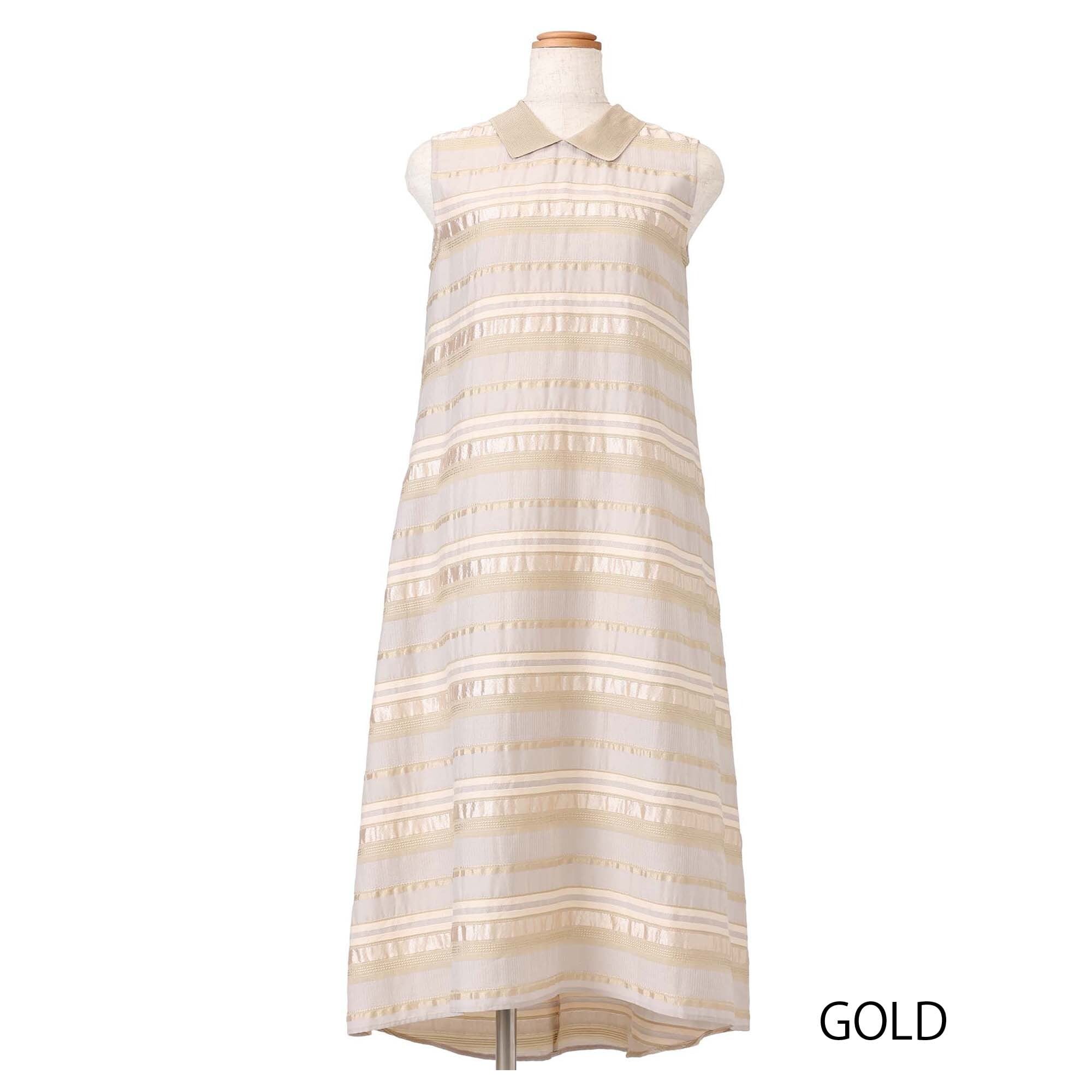 FBAL-DR23　リブ襟付きワンピース(ボーダー）