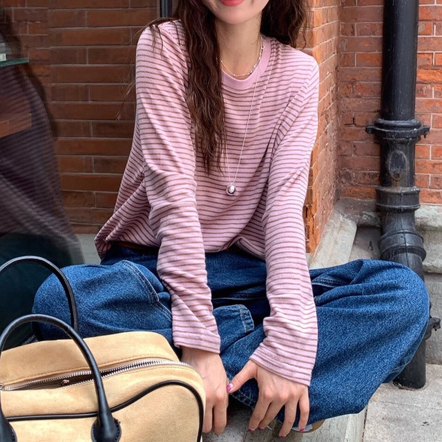 シンプルボーダーカットソー(2color)　R01352