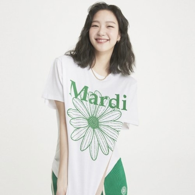 [MARDI MERCREDI] TSHIRT FLOWERMARDI_WHITE GREEN 正規品  韓国 ブランド 韓国ファッション 韓国代行 Tシャツ