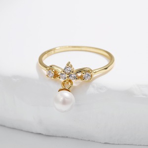 指輪 おしゃれ クリスタル パール プレミアム ゴールド リング