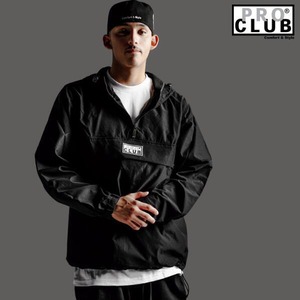 PRO CLUB 「Nylon Hooded Pullover Anorak Jacket Black×Black」