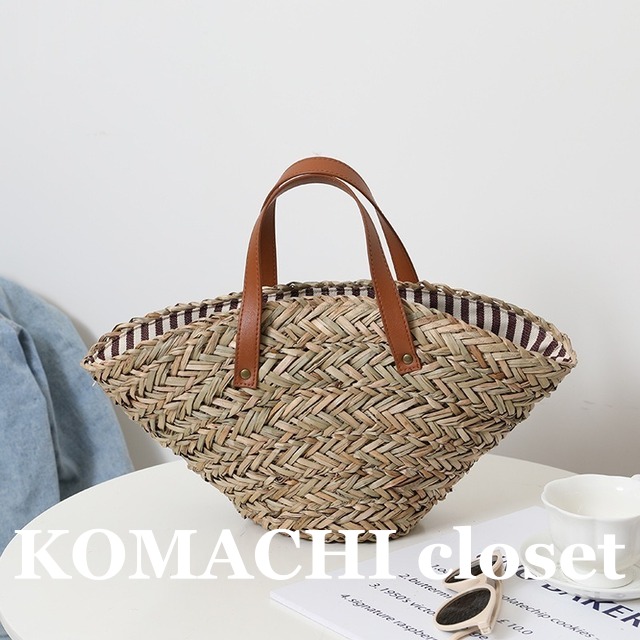 【送料無料】 カゴバッグ ラタンバッグ ラタン調 扇形 大容量 オルチャン 韓国 レディース  ハンドバッグ 大きめカゴバッグ 籠バッグ ブラウン 茶色 ベージュ お洒落 人気 収納力 インナーストライプ柄 レディースバッグ 大人可愛い 使いやすい カジュアル きれいめ 大人女子 かわいい 大人 こなれ感 ショッピング 海 夏 プール イベント リゾート  デート  プレゼント お買い物 デイリー 普段使い トレンド インスタ映え 女子会 キュート かっこいい モテ お泊まり ラフ 抜け感