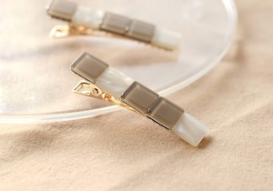 シンプルヘアクリップ - ベージュ系 - (sah01_2220)