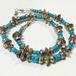 Vintage Native Stamped Pearl & Turquoise Beads Necklace