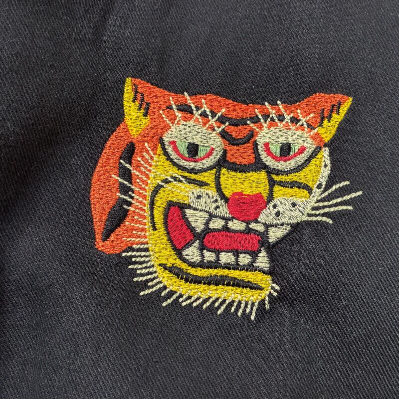 タグ付き新品!HOUSTON ヒューストン 虎刺繍リネン混ベトジャン(M) HOUSTON ヒューストン ベトジャン ベトナムジャケット 虎 トラ