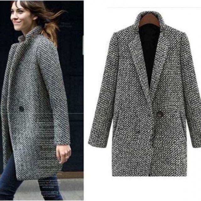 【予約販売】チェスターコート レディース 千鳥格子 ハーフ丈 カジュアル シック グレー 秋冬 アウター 大人可愛い こなれ感 トレンド S/M/L/XL/2XL/3XL