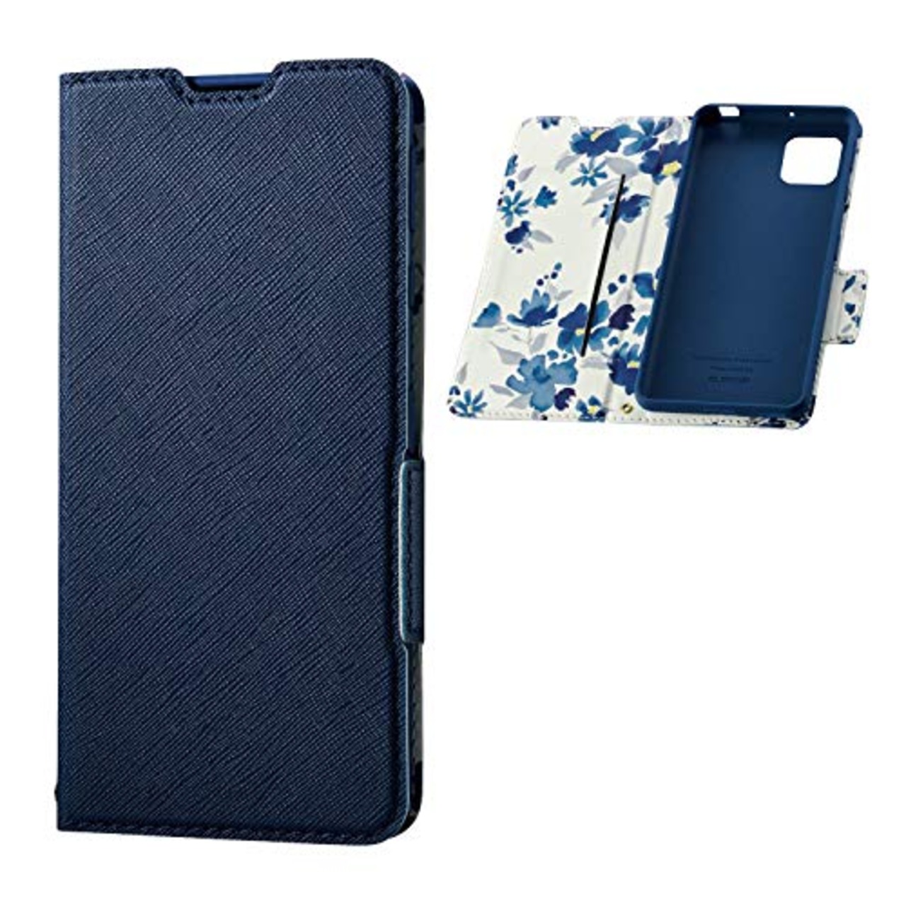 エレコム AQUOS sense4/AQUOS sense5G/AQUOS sense4 lite/AQUOS sense4 basic ケース ソフトレザー 薄型 女子向 磁石付 ネイビー PM-S205PLFUJNV