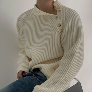 ハーフタートルボタンルーズニット　MT0080326