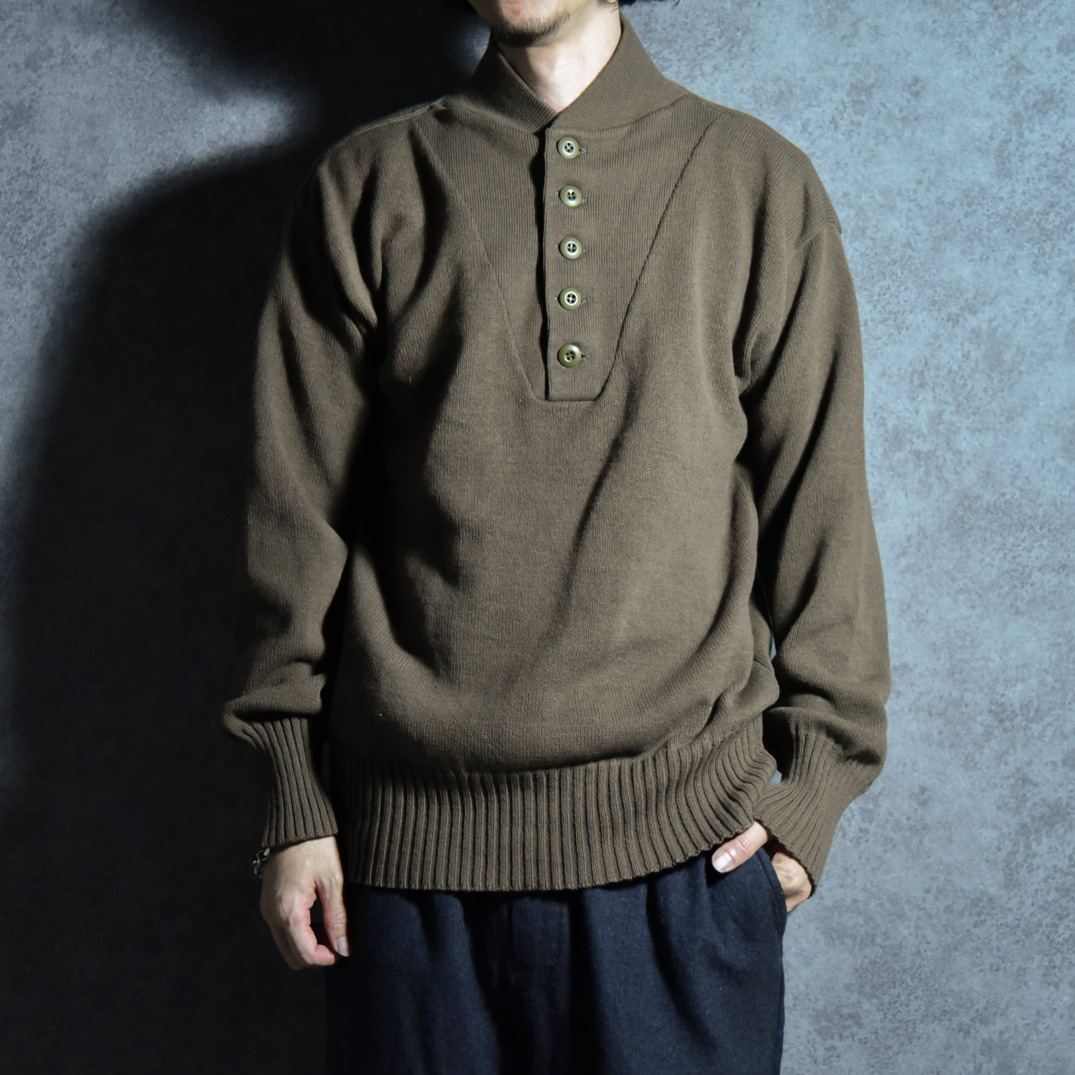 イギリス製 ハンドフレーム ウール ニットカーディガン ネイビー ロング 羊毛 フォックスカシミヤニットカーディガン/イージーケア・アンサンブル