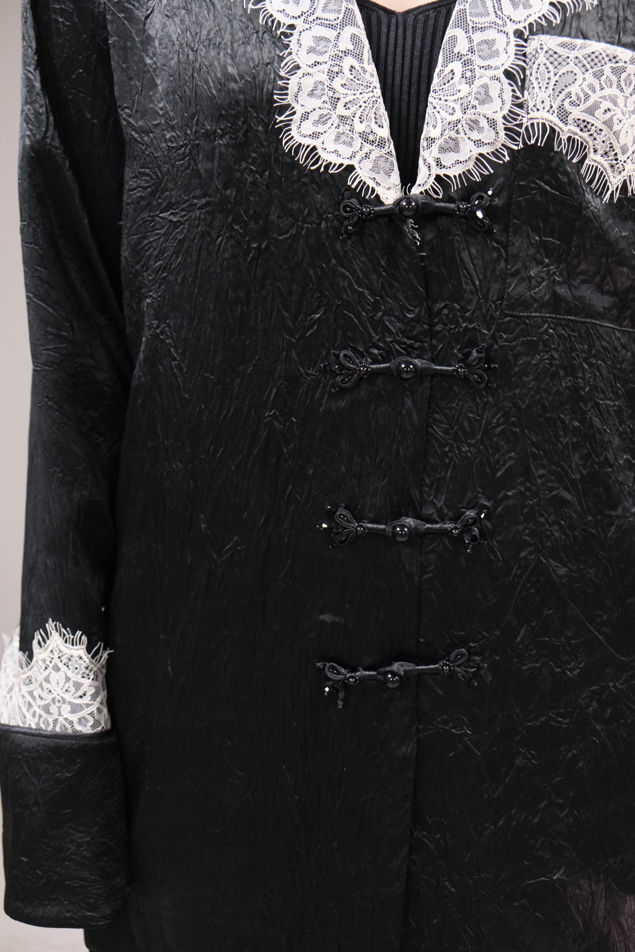Tanaka Daisuke】lace collar sleep china button shirt | loop