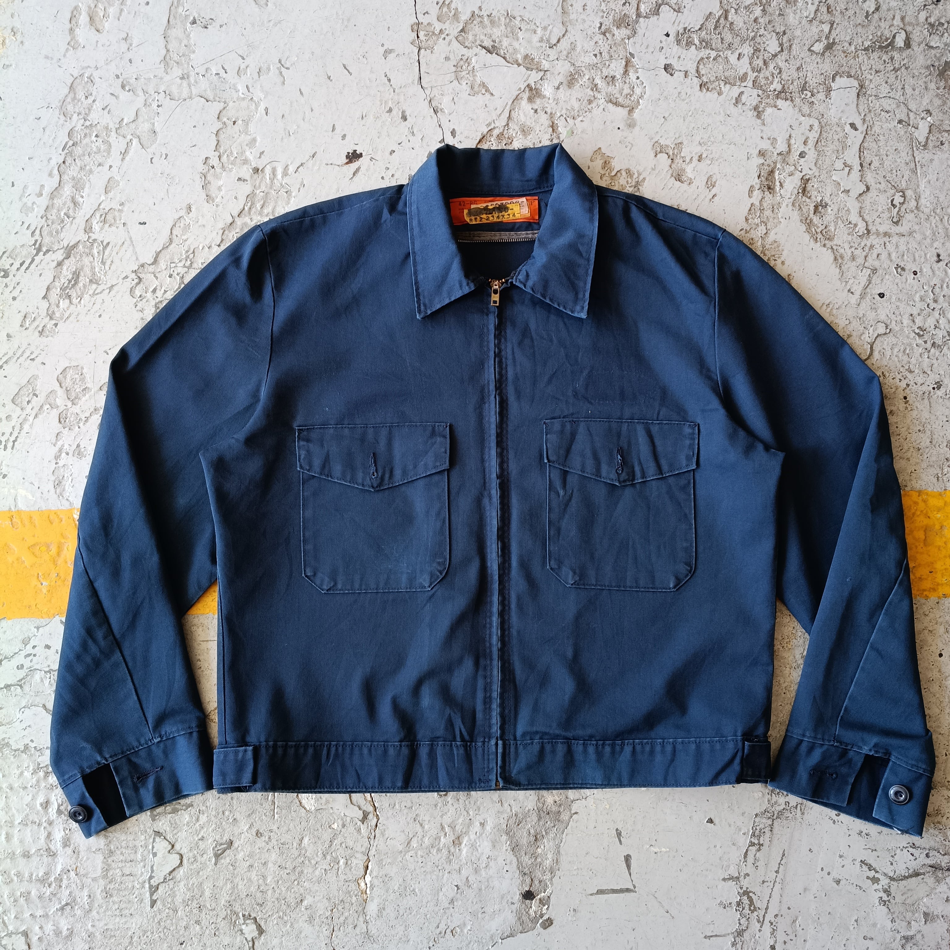 Used ジャケット◆М 80s USA製 Vintage RED KAP 短丈 ワークジャケット 2way ネイビー ジップ◆ヴィンテージ古着 アメリカ