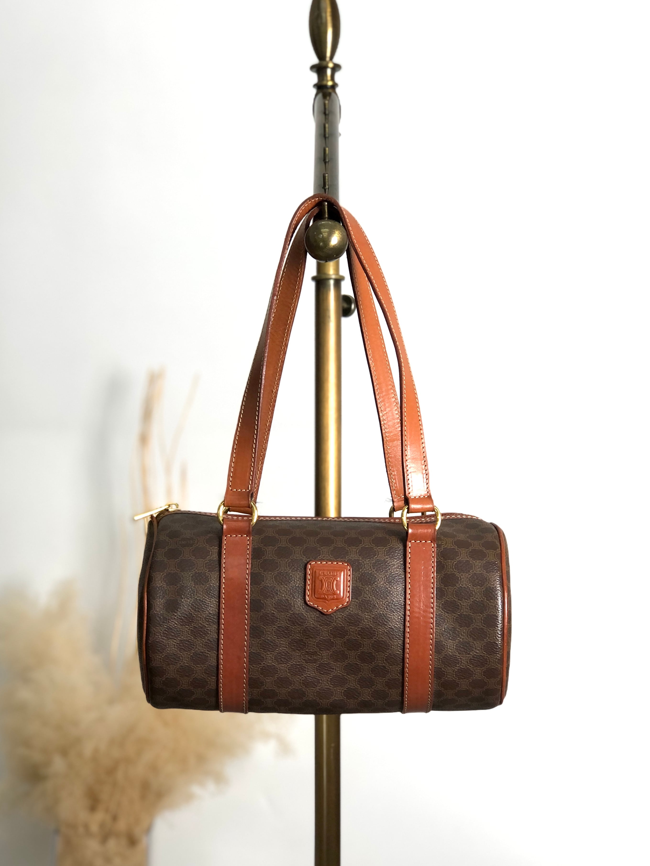 CELINE セリーヌ マカダム トートバッグ ブラウン ブラゾン型押し PVC