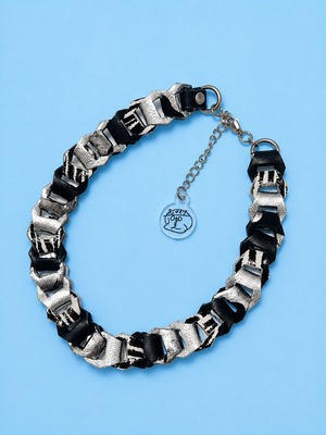 受注生産[松浦志穂×OMNES] Leather Chain Choker BLACK