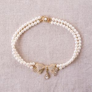 Christmas Marche 2025: 59 bow motif multi-strand pearl necklace