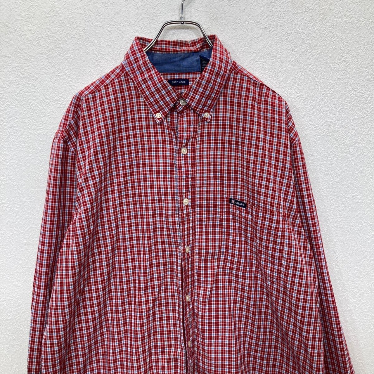 CHAPS 長袖 シャツ XLサイズ チャップス 胸ポケット チェック柄 ダウン 