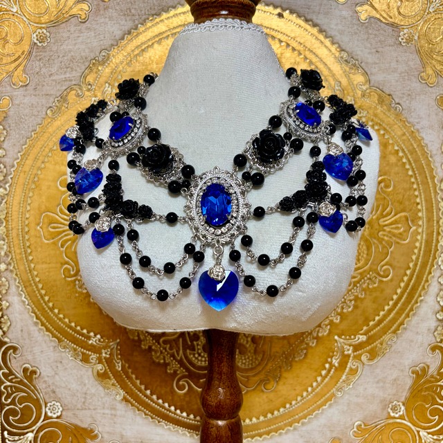 Rose and Love Heart Black &Blue