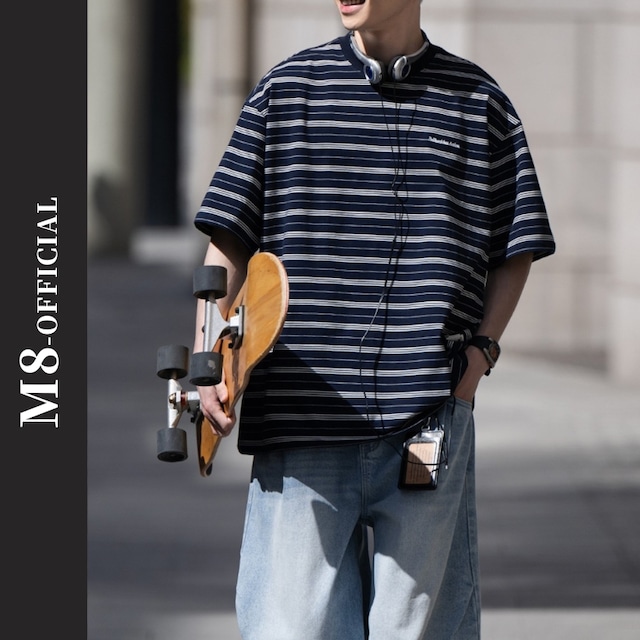 retro multi stripe T-shirt 2color M0344