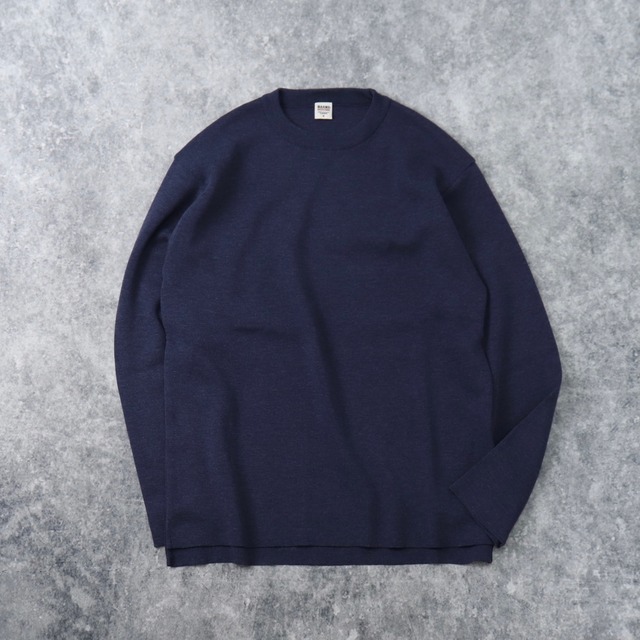 【BARNS OUTFITTERS】MILANO RIB SWEATER  (NAVY) ニット　セーター　バーンズアウトフィッターズ　日本製　MADE IN JAPAN