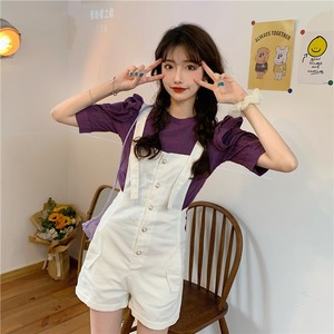 【韓国通販 dgo】白いオーバーオール 女性 2020 春 夏 無地 カジュアル  お家時間 リラックス