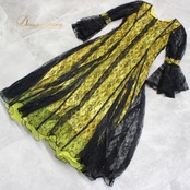 社交ダンス 衣装 スタンダード ドレス ワンピース パーティドレス un×Ⅱ 黄色 黒 ブラック系 イエロー系 レース 花柄 長袖 バイカラー ロングドレス パーティー ワンピース スパンコール 派手 おしゃれ エレガント フォーマル ダンス衣装 レディース ルームウェア きれいめ 大人可愛い 謝恩会 冠婚葬祭 旅行 結婚式 用途多様 お洒落 体型カバー セクシー 透け感 伸縮性