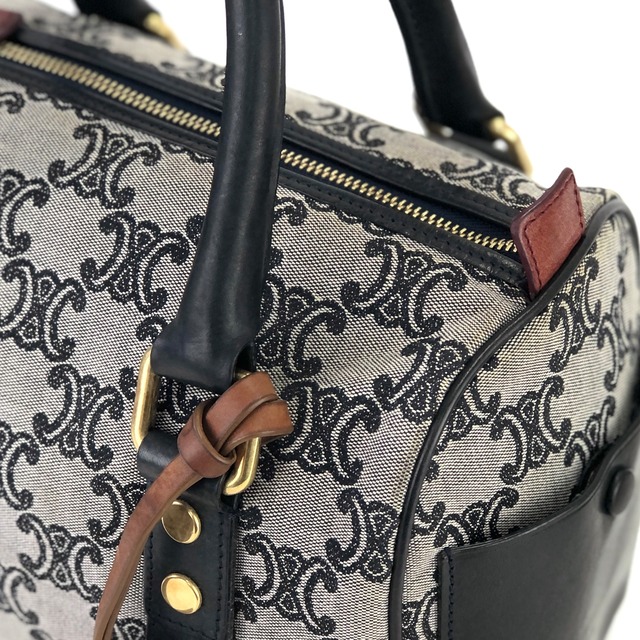 CELINE セリーヌ　トリオンフ　ジャガード　ミニボストン　ハンドバッグ 　ブラック　vintage　ヴィンテージ　オールドセリーヌ　8egcyx