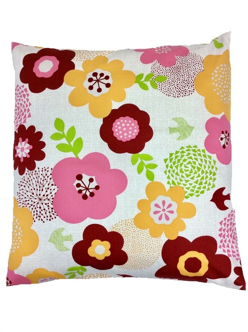 ザブクッションカバー 55×59cm フラワーバード・ コットン100% 厚手オックス
