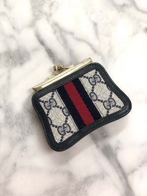 GUCCI グッチ GG柄 シェリーライン キャンバス がま口 財布 ブラック vintage ヴィンテージ オールド pegky5