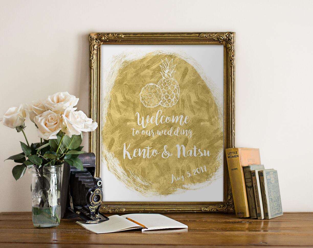 【パイナップル】オーダーメイドウェルカムボード│ウォーターサマー