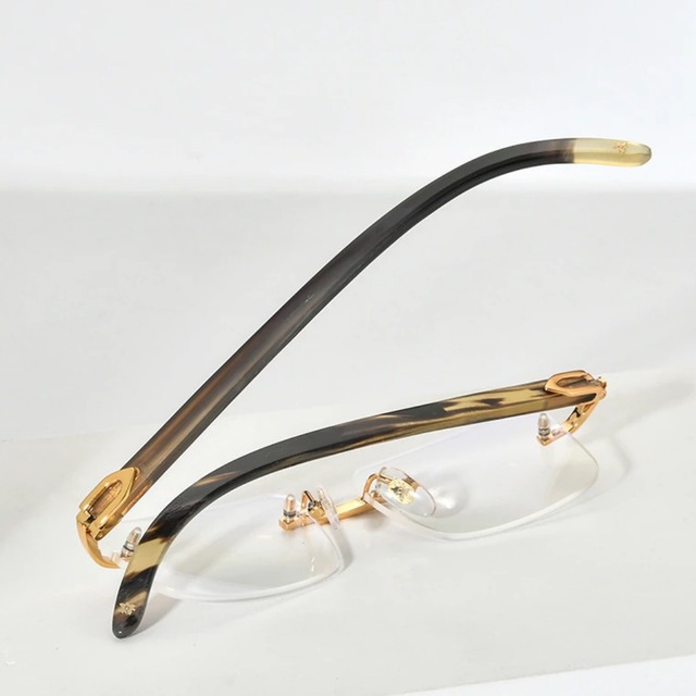 【TR0353】Buffalo Horn Rimless Square Glasses