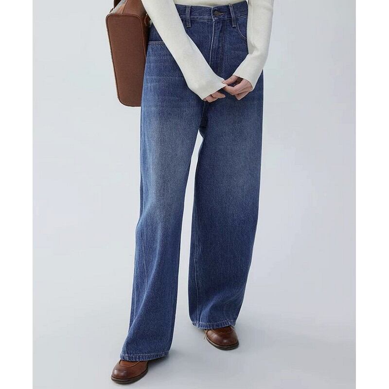 High waist loose wide leg straight pants◇1colors 1691