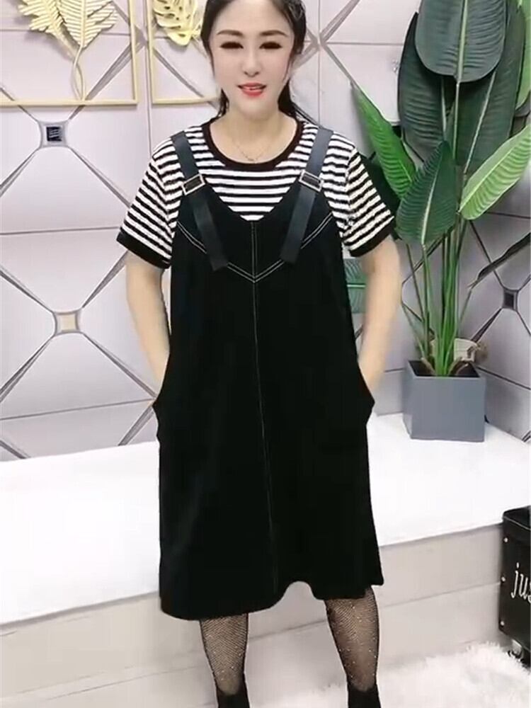 スプリングサマーストライプ薄手 大きめサイズ 春物 夏物 Tシャツ ミックスインファッション78409010342