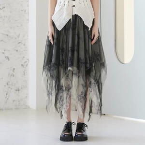 ランダムヘムプリントティアードスカート R0265