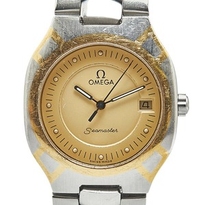 オメガ シーマスター ポラリス 腕時計 クオーツ ゴールド文字盤 ステンレススチール イエローゴールド レディース OMEGA 【中古】