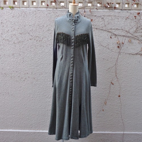 Made in Italy fringe long dress／イタリア製 フリンジ ロング ドレス